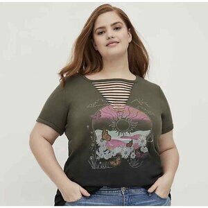 Torrid plus size Golden Day Slashed Neck Graphic Boho T-Shirt - Size 00